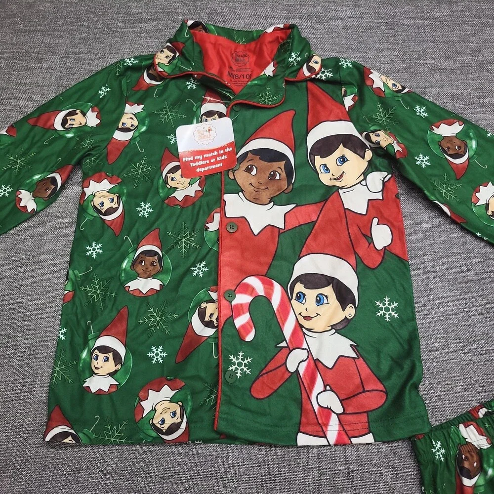 Boys' Elf on the Shelf Christmas Pajama Set Top Pants - Green Size Medium 8/10